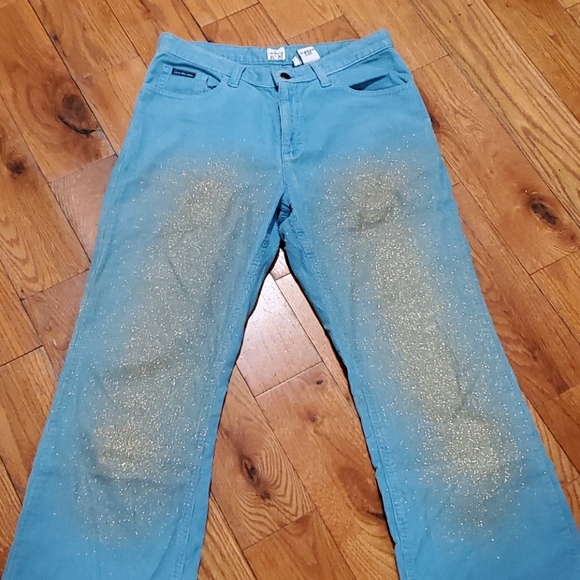 🌟Y2K Gold Glitter Turquoise cords - Picture 2 of 8